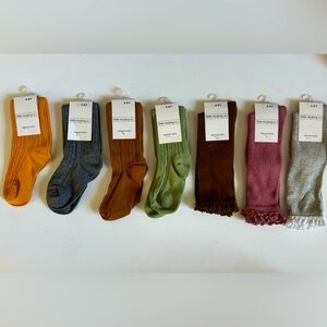 Girls cable knit knee high socks size 4-6 years NEW lot of 7